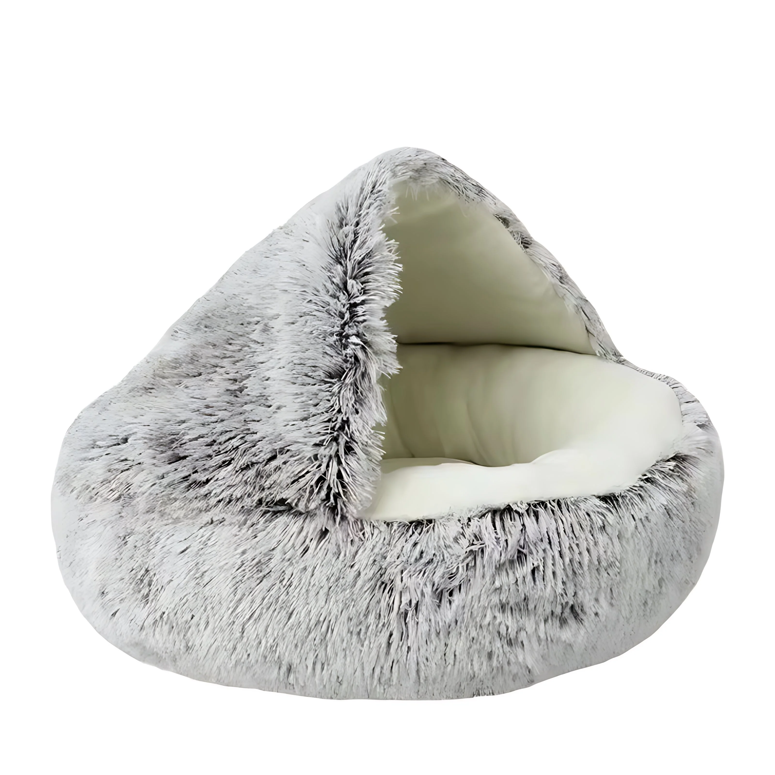 Round Plush Cat & Small Dog Bed – Warm Soft Sleeping Nest with Cover