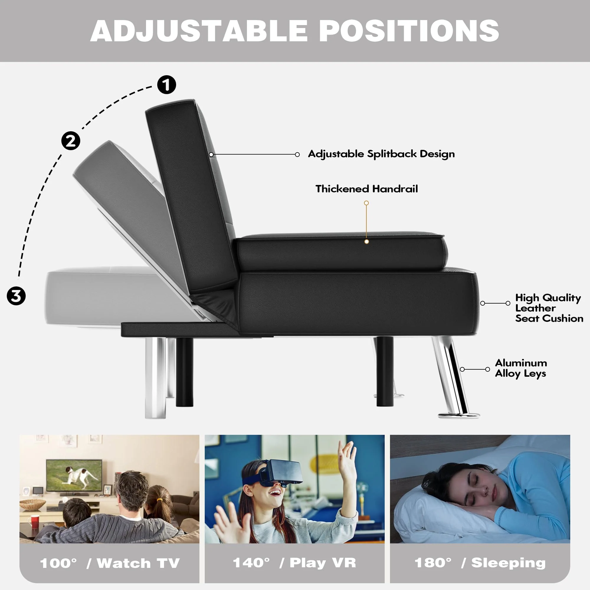 JUMMICO Modern Convertible Folding Futon Sofa Bed