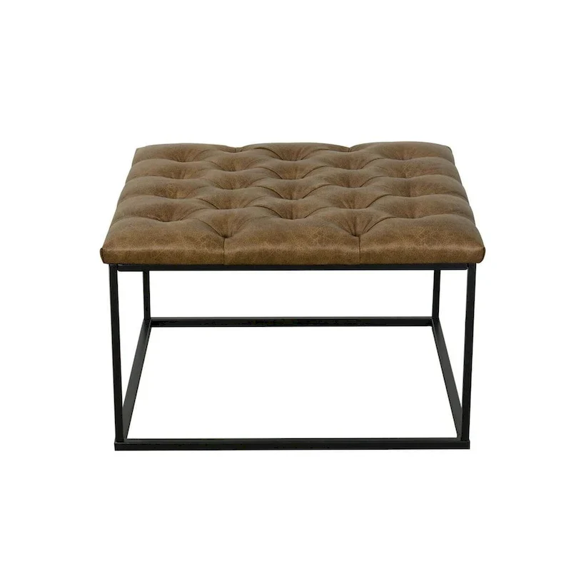 HomePop Draper Square Upholstered Cocktail Ottoman with Button-Tufted Top
