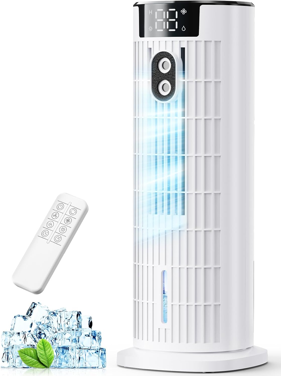 Portable Air Conditioner, 4 in 1 Air Cooler, Tower Fan with 2 Spray Modes, Timing Function and Remote Control, Personal Evaporative Cooler Mini Air Conditioning Unit for Home Office Bedroom(Off White)