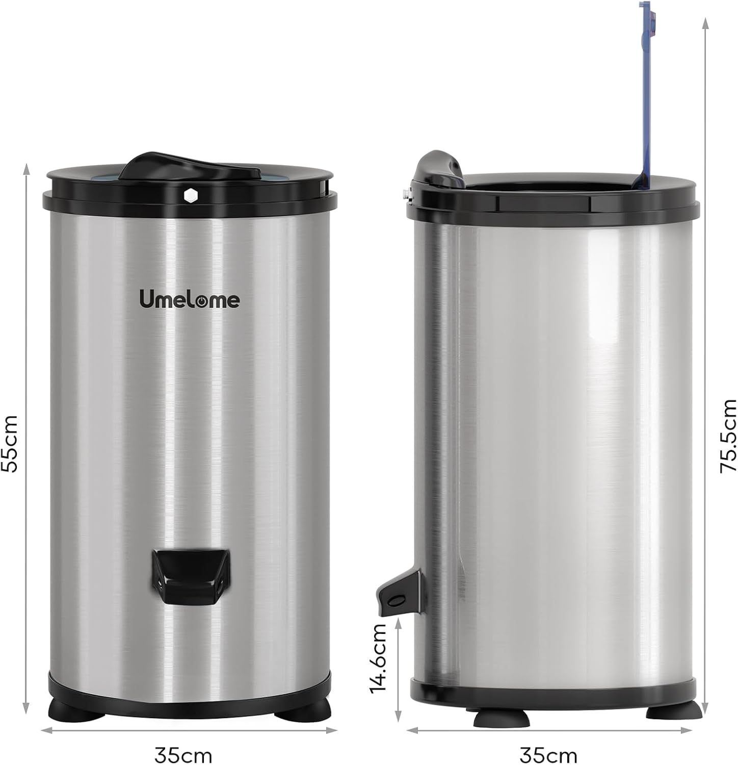 Wäscheschleuder 3200 U/min Umelome, 4KG, Energie-und Stromsparschleuder wäscheschleudern, Energieklasse A+++, Silber [Energieklasse A+++]