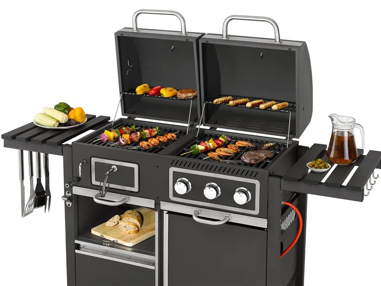 tepro Kohle-Gas-Grill »Toronto Kombi«, 8,7 kW Leistung, 3 Edelstahlbrenner, 2 Ablagen
