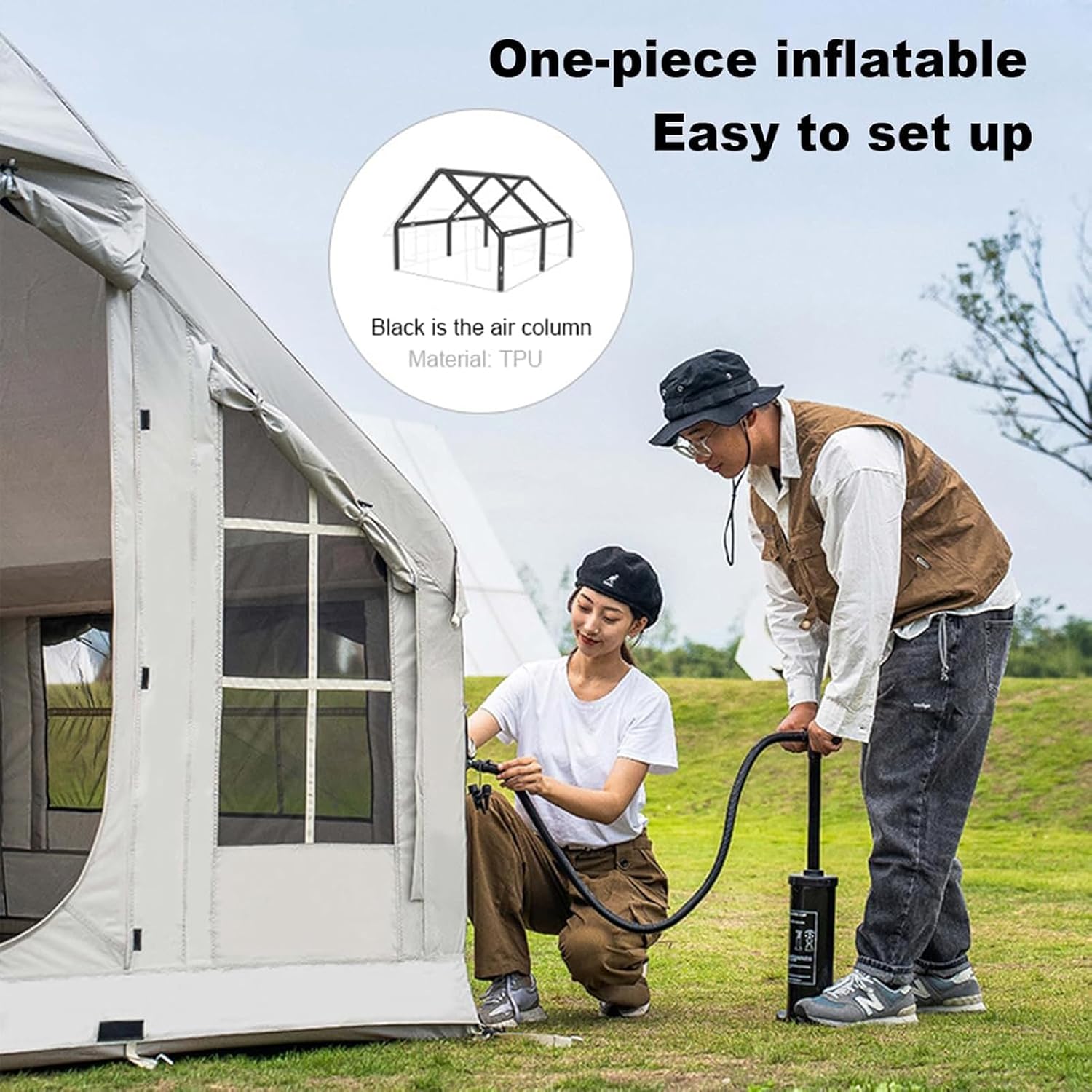 Inflatable Camping Tent with Chimney Opening
