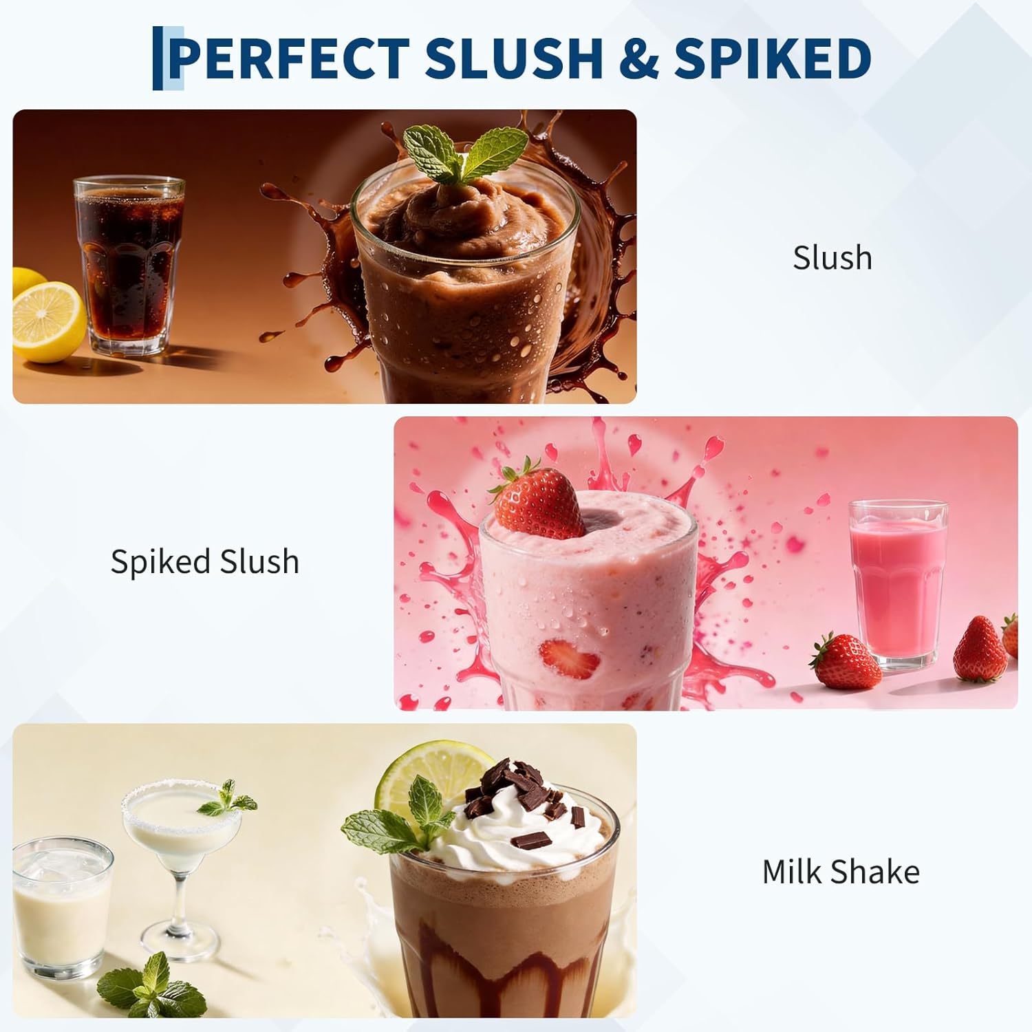 Slush Maschine für Zuhause 3,0L, 5-in-1 Eismaschine für Slushies, Cocktails, Milchshakes, Frappé & Frozen Drinks | 15-40 Min. Herstellzeit | Manuelle Temperaturkontrolle | Auto-Clean