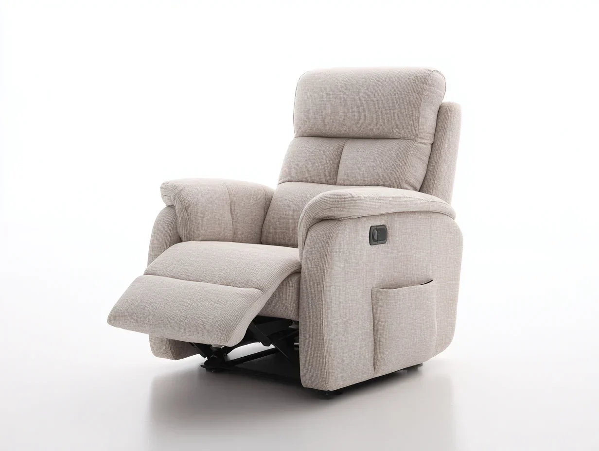 2026 Sillones reclinables tapizado tela 92x100x105 cm color beige uso salón estilo moderno reclinable manual