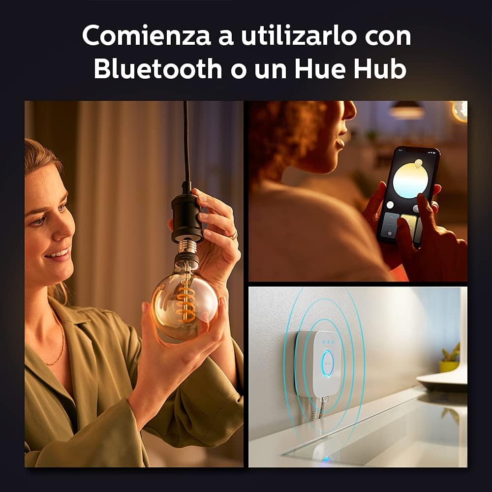 Philips Hue White Ambiance G40 LED Bulb 4-Pack, 550LM, E26, Smart Home Compatible with Alexa & Google Assistant