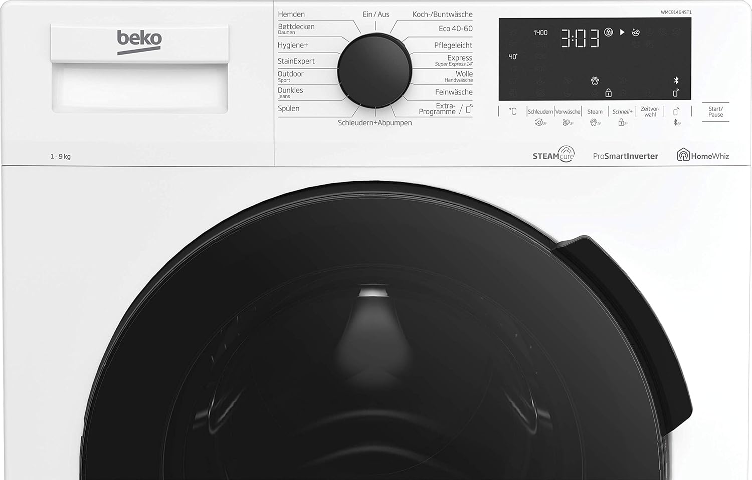 Beko WMC81464ST1 Waschmaschine, Bluetooth, 8 kg, ProSmart Inverter Motor, Dampffunktion, Pet Hair Removal, Watersafe+, Weiß