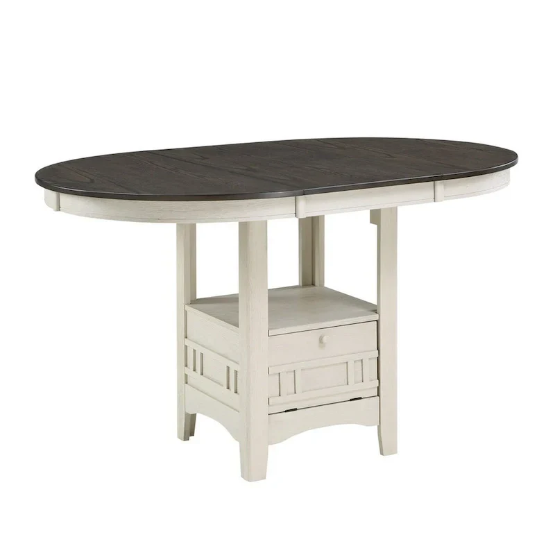 Glee Extendable Counter Height Table (42-60 Inches) in Antique White and Brown