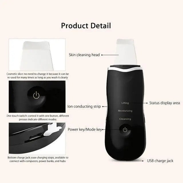 Ultrasonic Skin Scrubber Spatula Face Cleaner Scraper