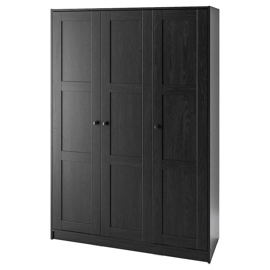 RAKKESTAD Kledingkast met 3 Deuren, Zwart-Bruin, 117x176 cm