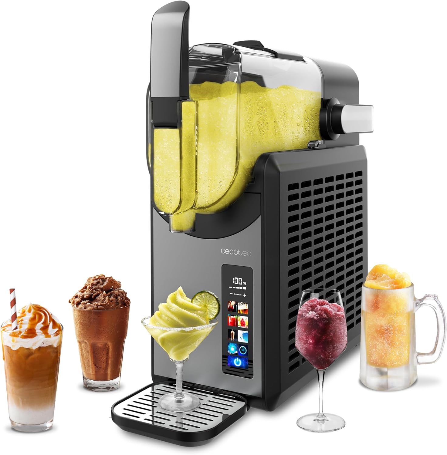 Cecotec 2.6L Twist&Ice 2600 Ice Slushy Machine 2.6L 220W, Drinks in 15-60mins, 1.9L for Ingredients, Touch Control, 6 Modes, Adaptable Cooling, Ergonomic Design, Dripless Nozzle