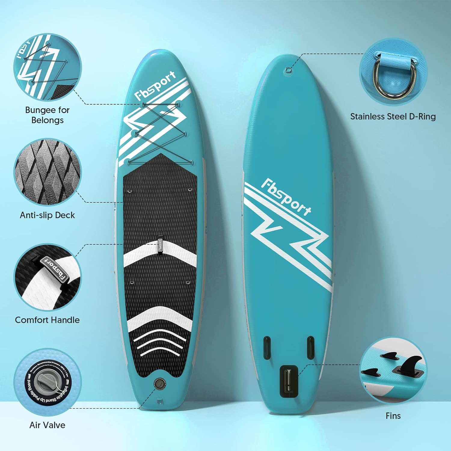 Premium-Stand-Up-Paddle-Board, Yoga-Board mit strapazierfähigem SUP-Zubehör und Tragetasche | Breiter Stand, Surf-Kontrolle, rutschfestes Deck, Leine, Paddel und Pumpe für Jugendliche und Erwachsene
