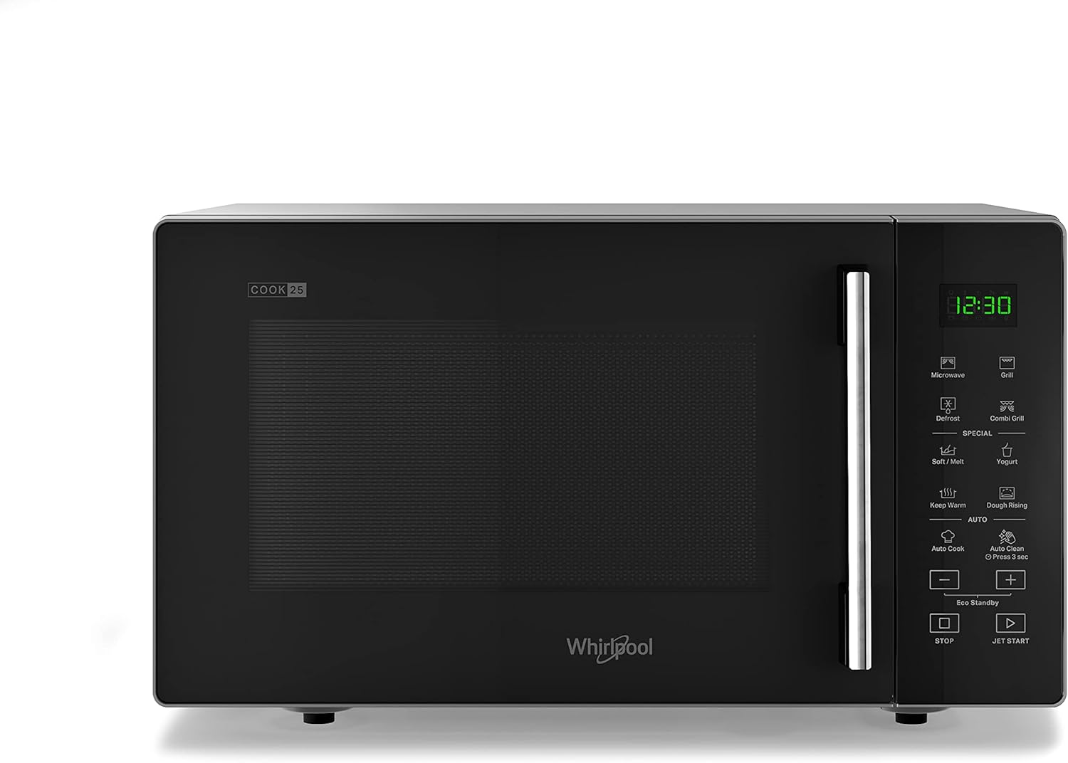 Whirlpool MWP 253 SB - Dimensioni 48,3cm x 41,9cm x 28,1cm, Forno Microonde 25 Litri Con Potenza 900W Microonde E 1000W Grill. Forno A Microonde Con Funzione Yogurt