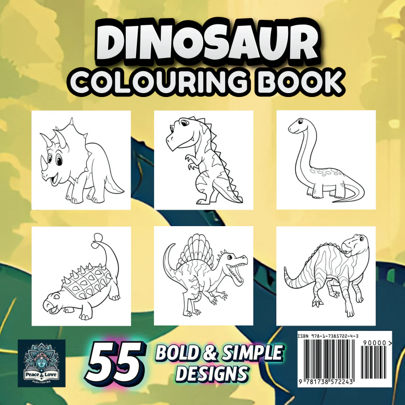 Dinosaur Colouring Book - 55 Bold and Simple Designs for Young Kids