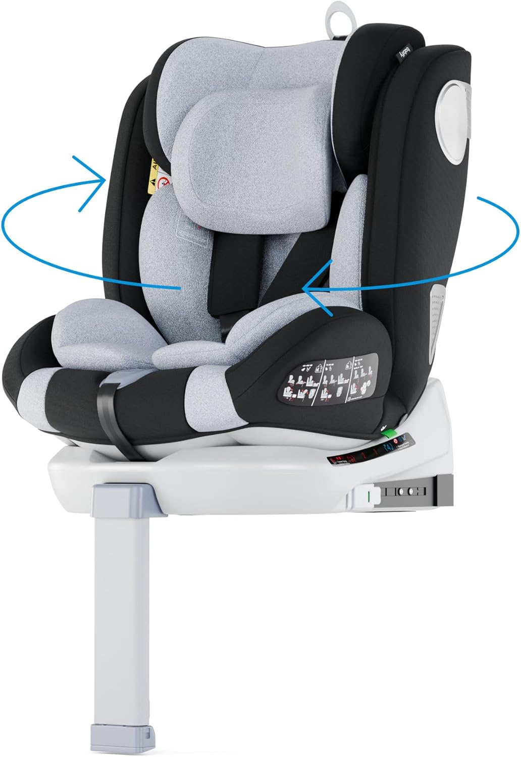 2026 Babify Onboard Silla de Coche Isofix para Bebés y Niños, 0 Meses - 12 Años, Apta Desde 40-150 cm, Ajustable 360º, Asiento Portátil y Seguro i-Size ECE R129 - Black edition