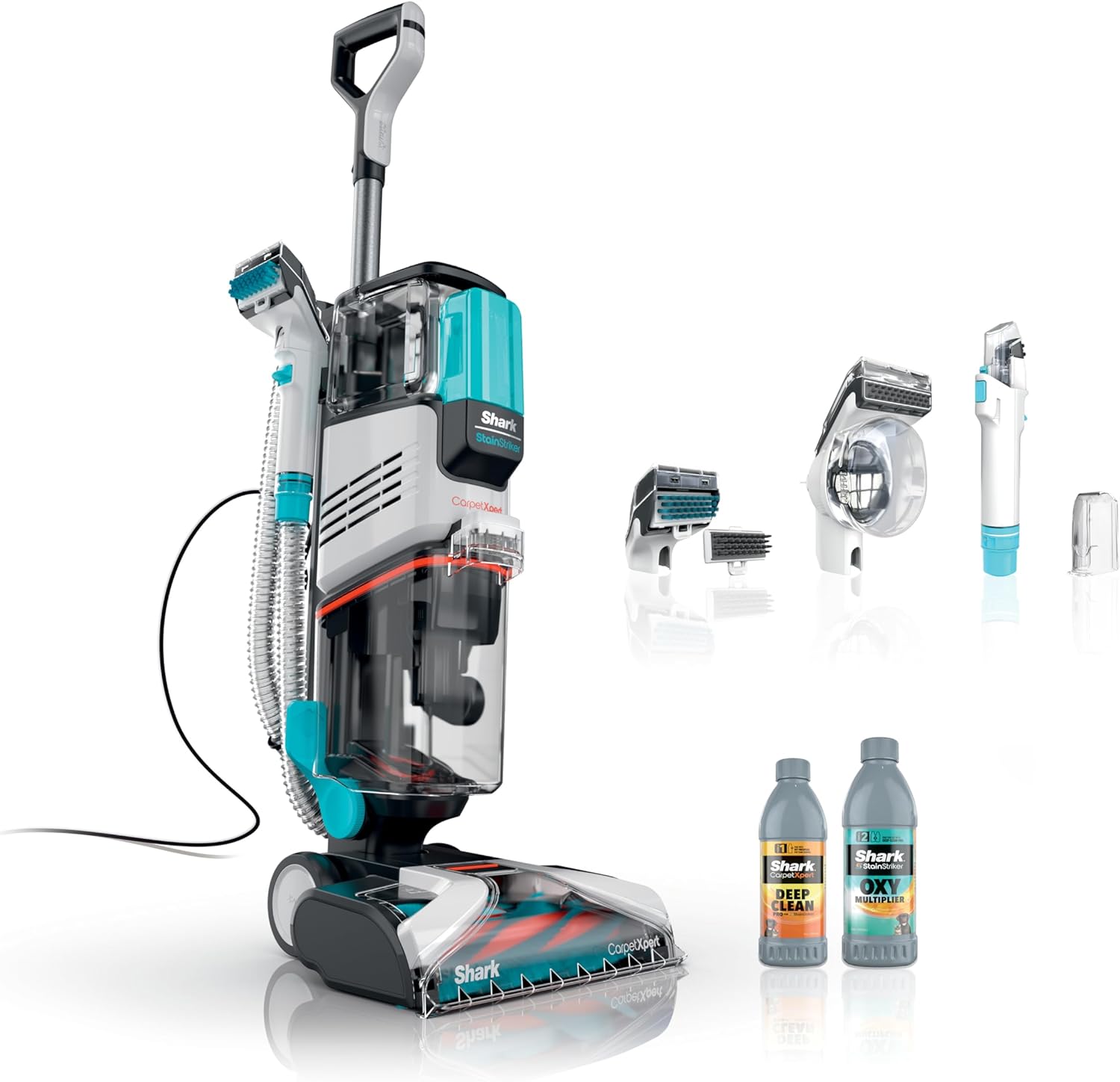 Shark CarpetXpert EX201 Carpet Cleaner, Cyan  C Deep Cleaning with StainStriker, Perfect for Pets, Includes Spot & Stain Remover Tools
