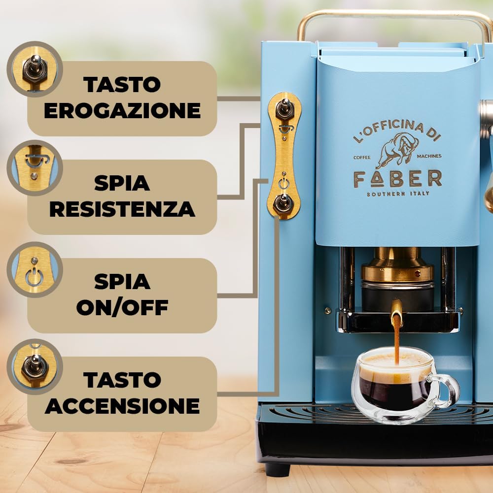 Faber PRO Total Deluxe Kaffeemaschine aus Messing, 44 mm Ese Papier, 1.3 liters, (Weiß)
