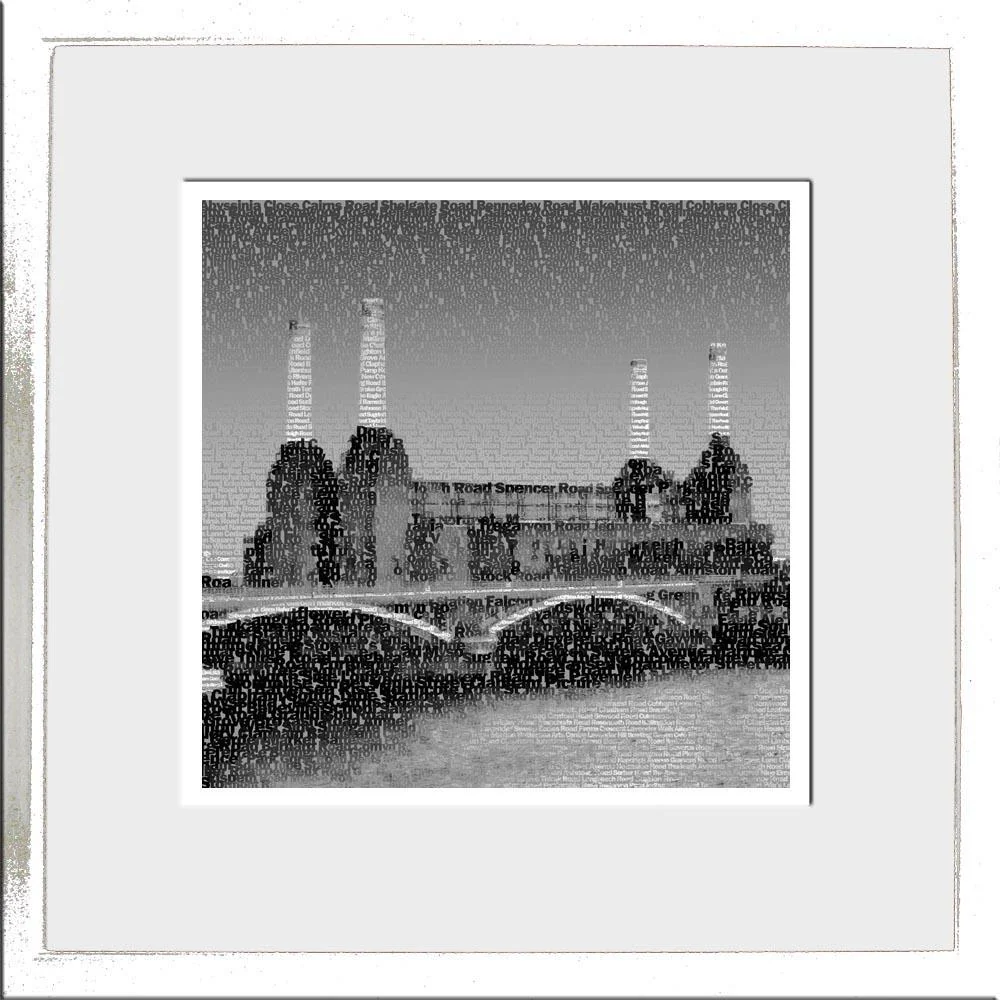 Battersea Power Station Art - BW Textualised