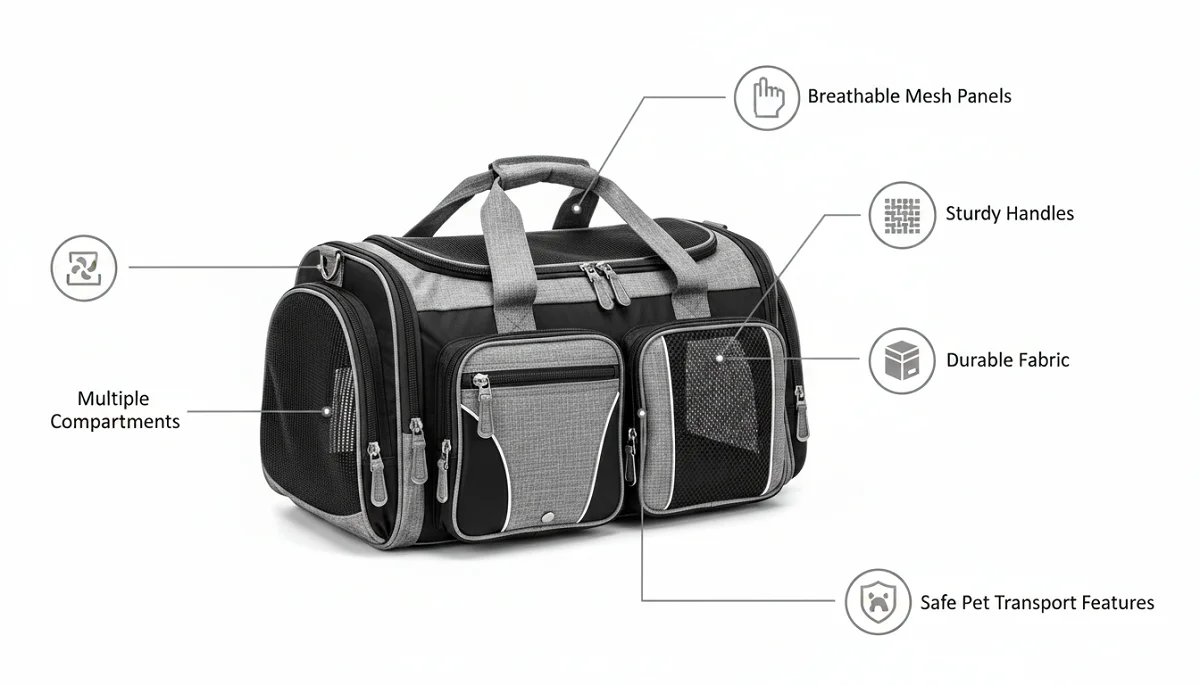 Soft-Sided Expandable Pet Carrier, Airline Approved Travel Bag, Medium Grey