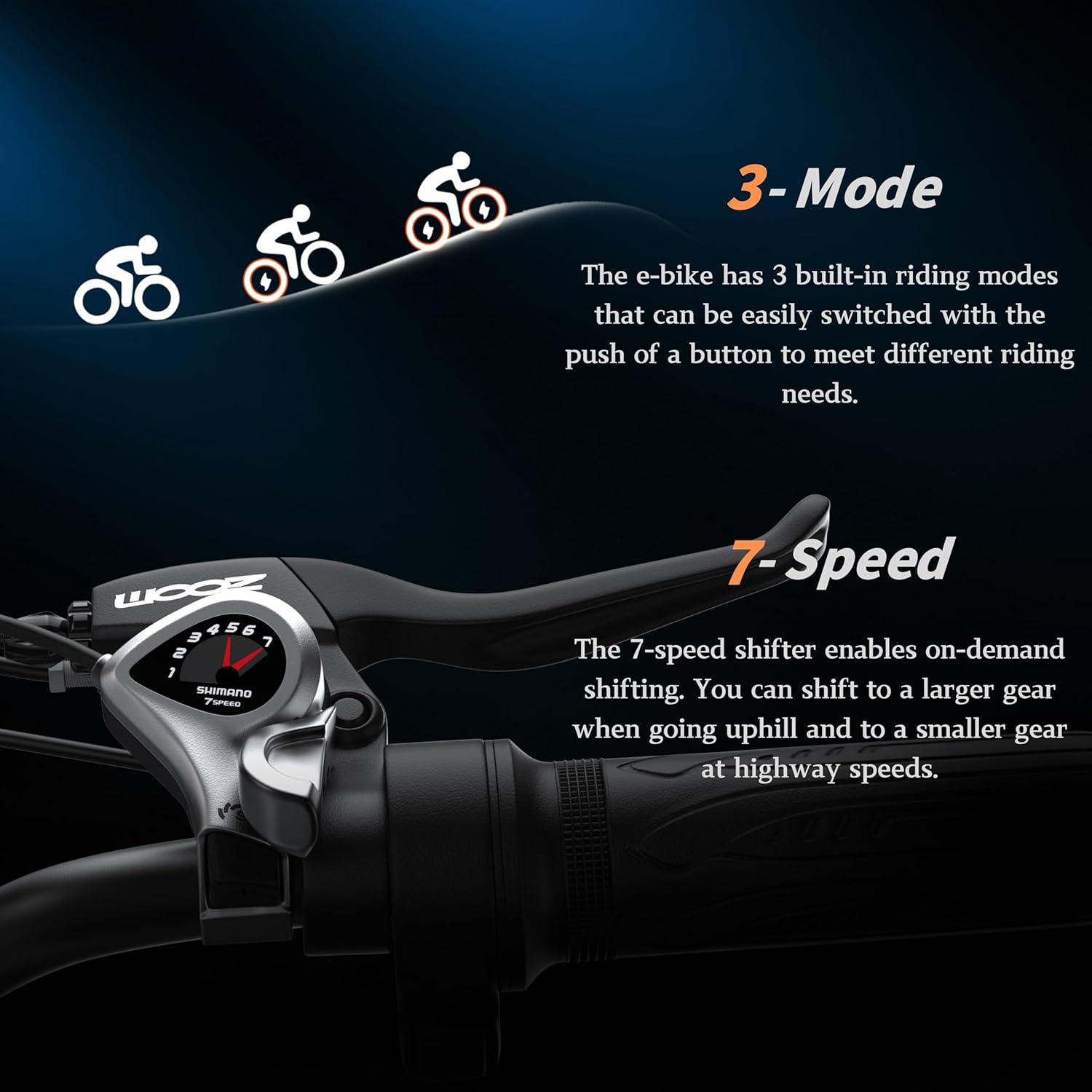 Adult Electric Bike -1500W Peak Power, 30 MPH, 75 Miles. 48V 16Ah Removable Battery. 20 Fat Tires. 7-Speed Gears. Dual Shock Absorbers. Aerospace-Grade Aluminum Alloy. Adaptive Cruise Control. UL2849