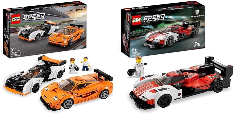 LEGO Speed ​​Champions McLaren Solus GT & McLaren F1 LM byggsats för bilfans, från 9 år 76918 & LEGO Speed ​​Champions Porsche 963 byggsats för superbilsfans, från 9 år 76916