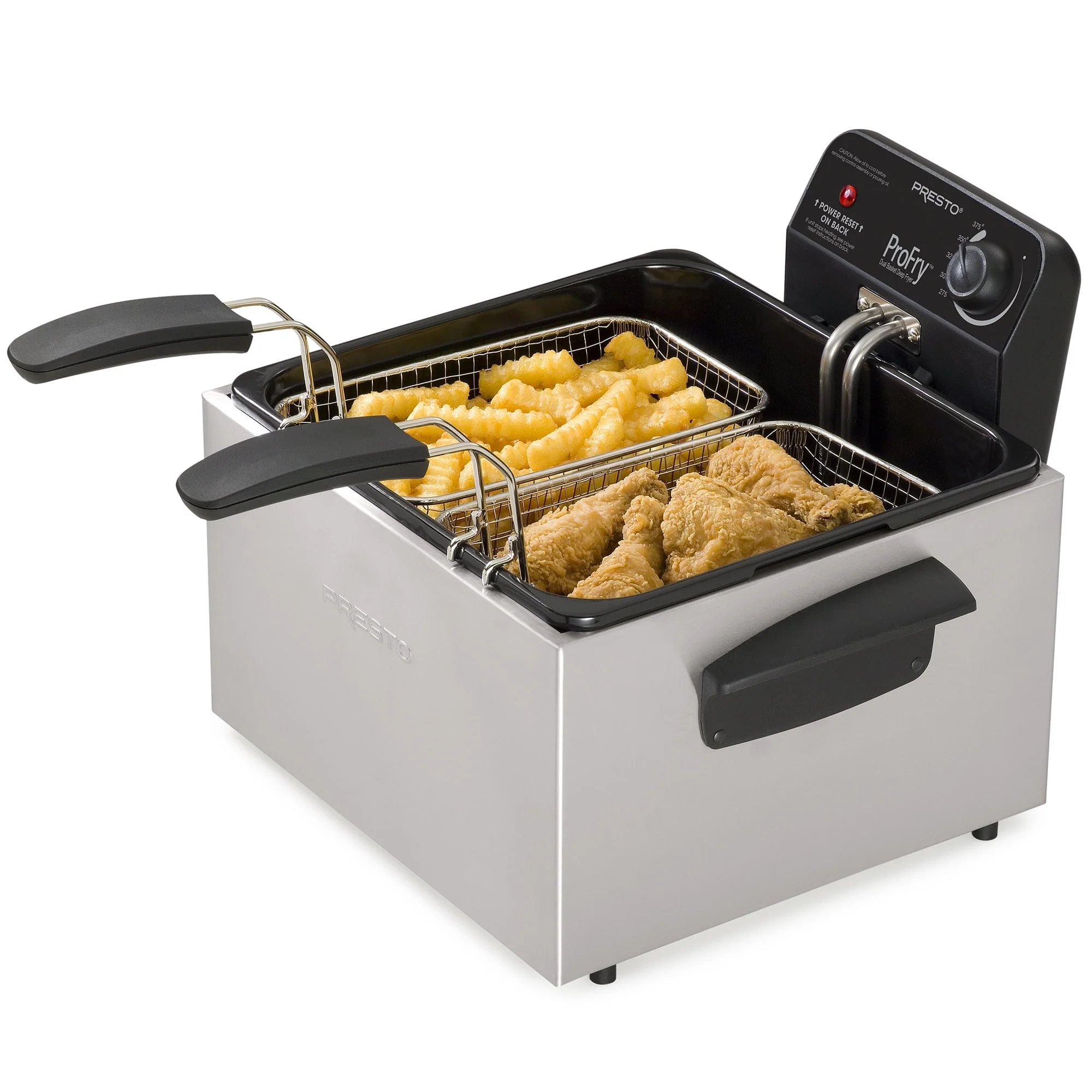 Presto Stainless Steel Dual Basket Pro Fry Immersion Element Deep Fryer 05466