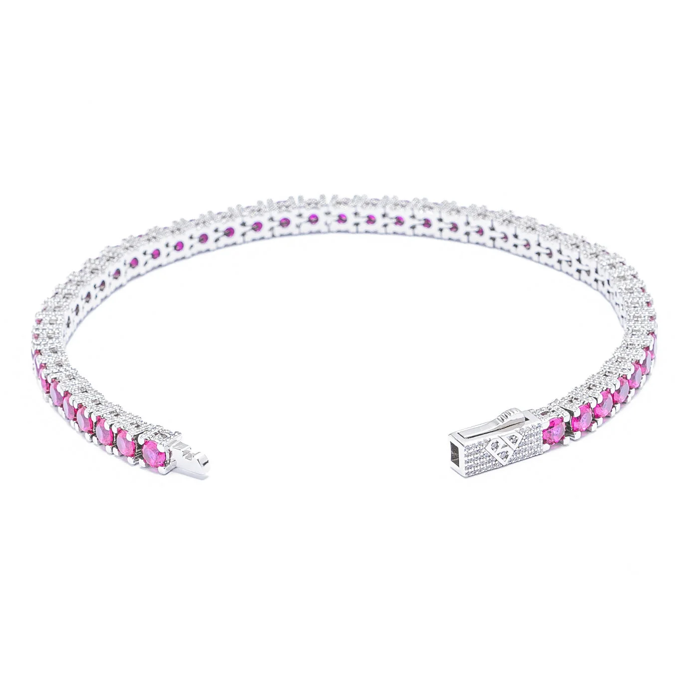 Big Daddy 4MM Silver Ruby Tennis Iced Out Bracelet