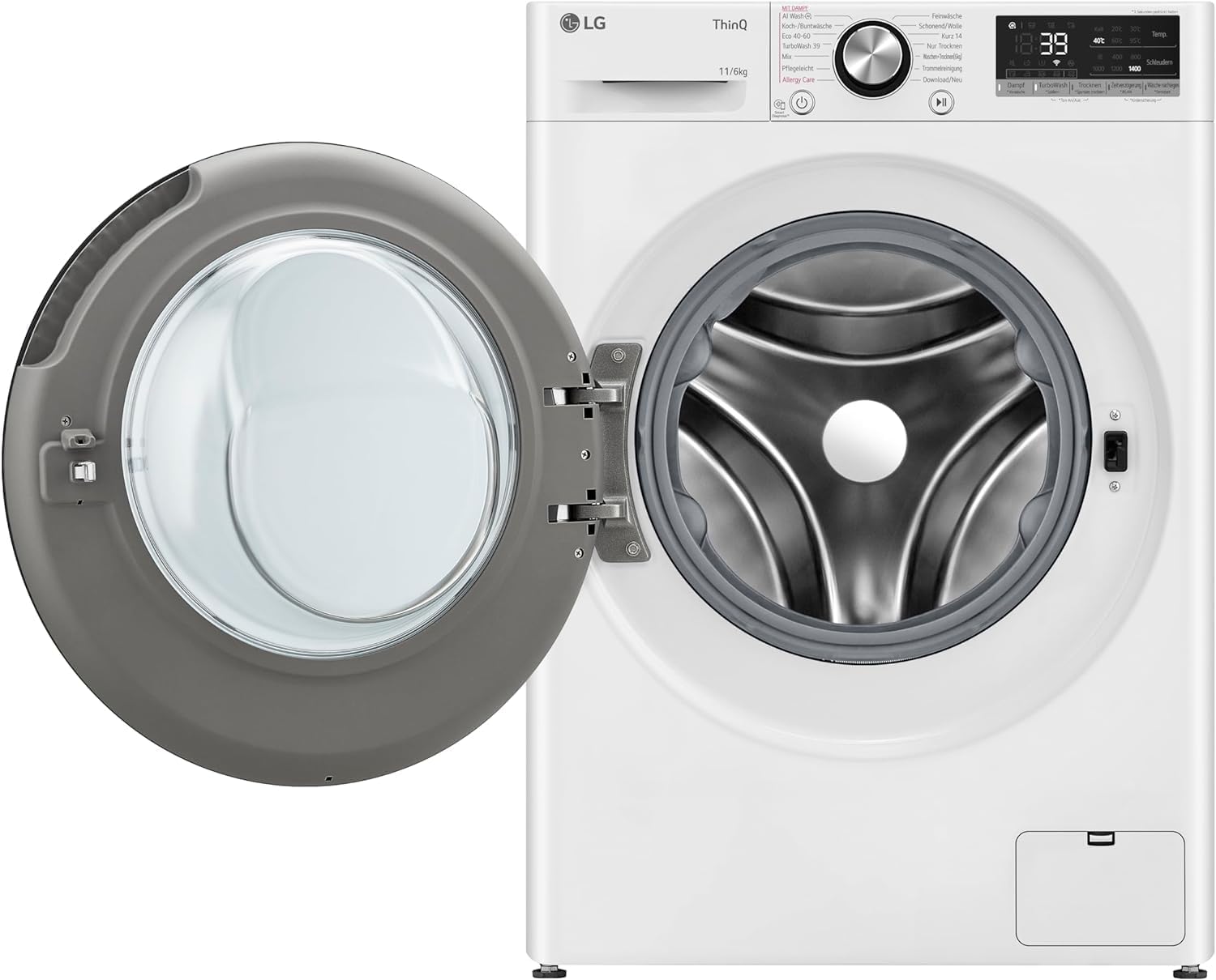 LG V7WD107H2E, Klasse E, Frontlader-Waschtrockner 10,5 - 7 kg, 1400 U/min, AI Direct Drive, Wi-Fi, Tiefenreinigung mit Dampf, TurboWash, Größere Kapazität, 62 x 60 x 85 cm ꟷ Weiß