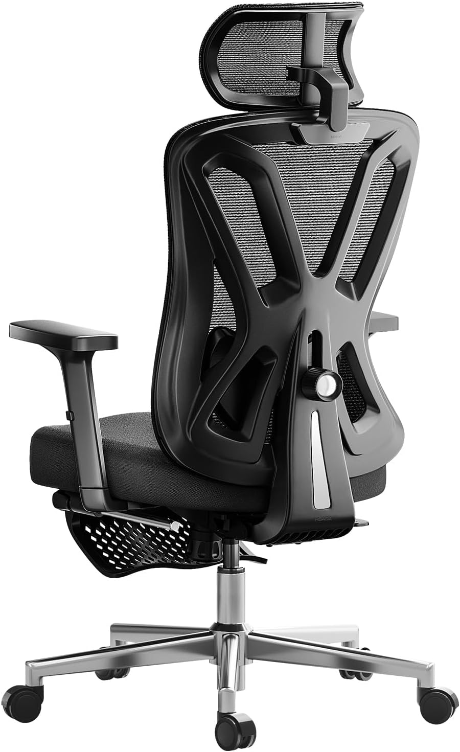 Hbada P5 Silla de Oficina ergonómica con Soporte Lumbar Ajustable, cojín elástico Transpirable, reposabrazos Ajustables y reposacabezas, Reposapiés Integrado, Negro