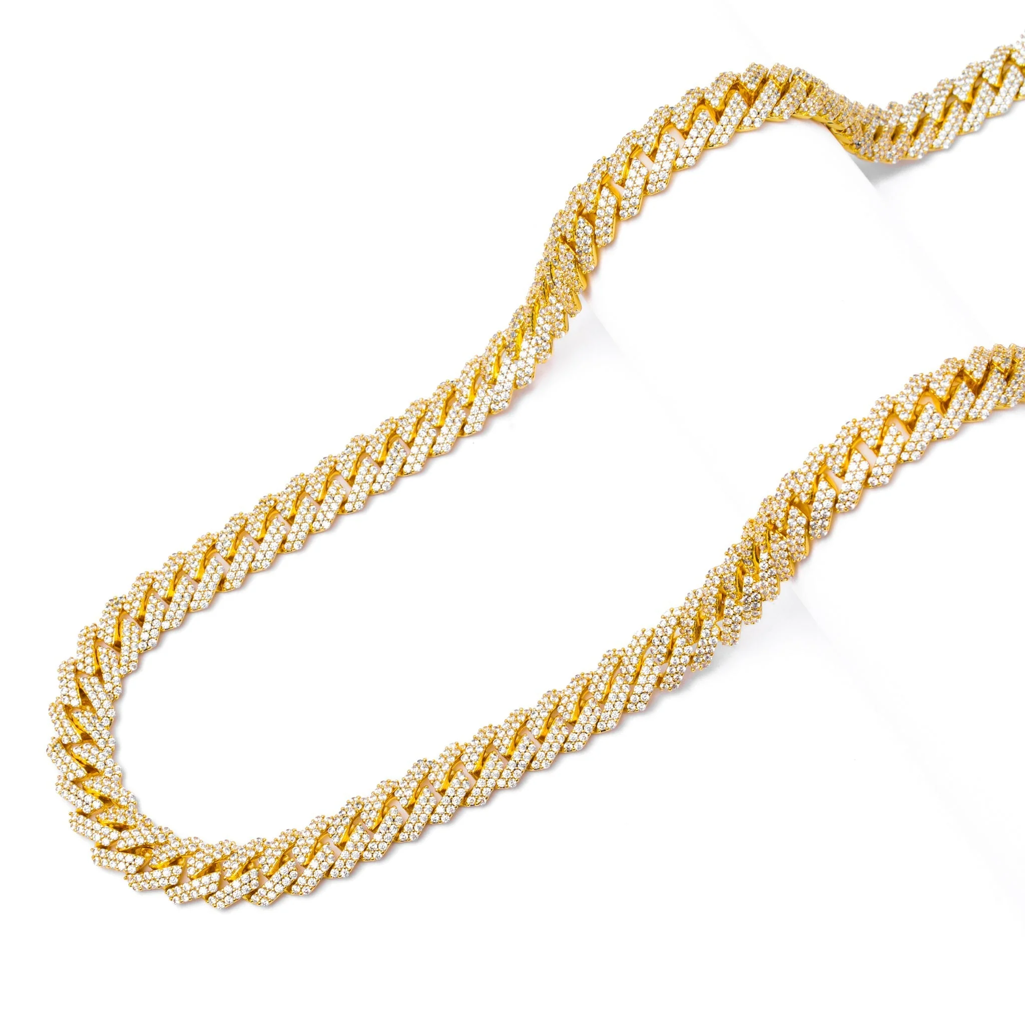 Big Daddy 12MM Straight Edge Cuban Diamond Gold Iced Out Chain