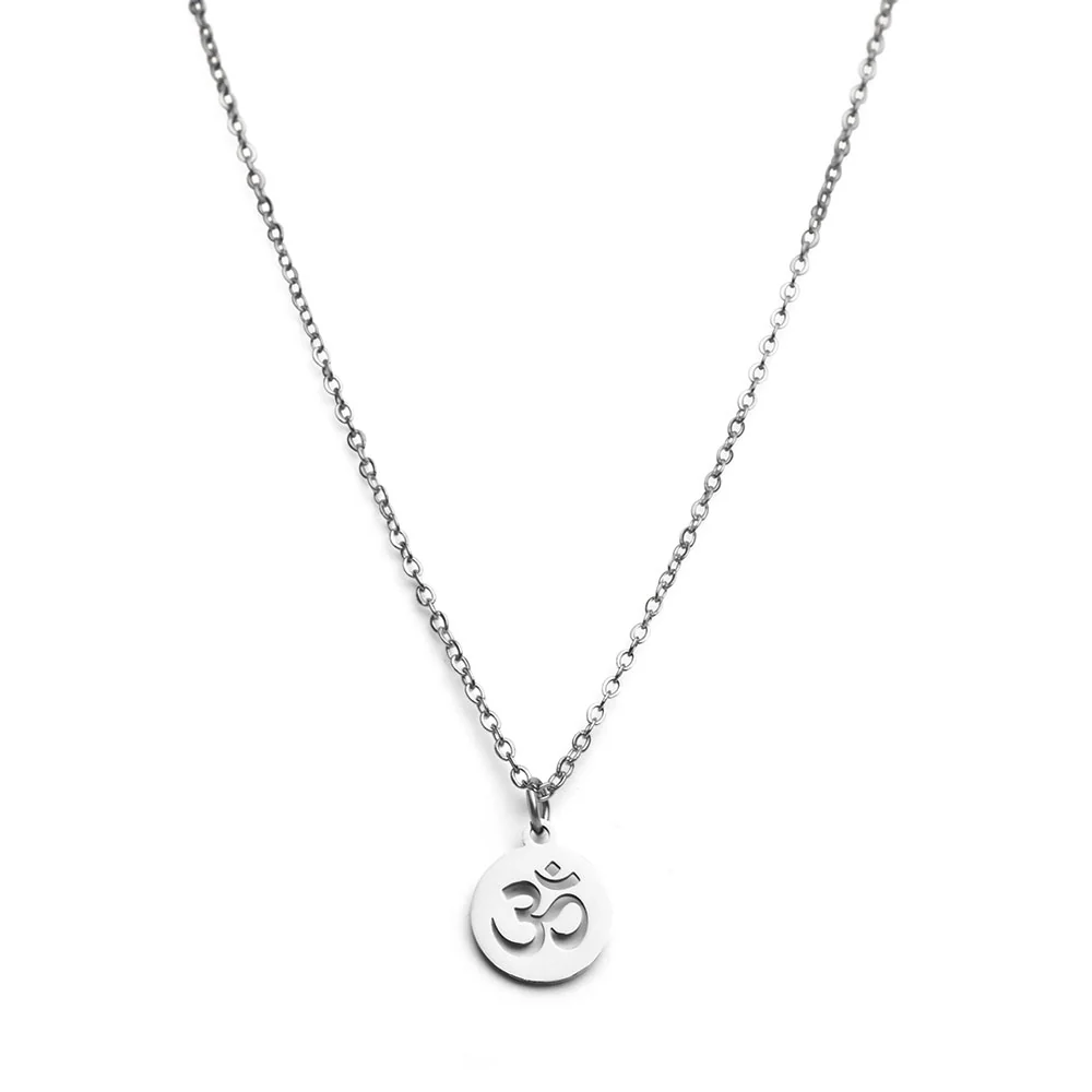 Ohm Ketting - RVS - Mantra Munt - Zilver