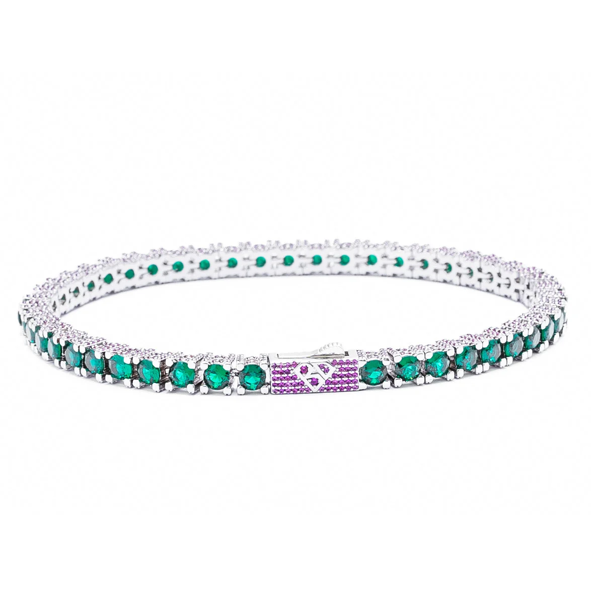 Big Daddy 4MM Silver Green Tennis Iced Out Bracelet