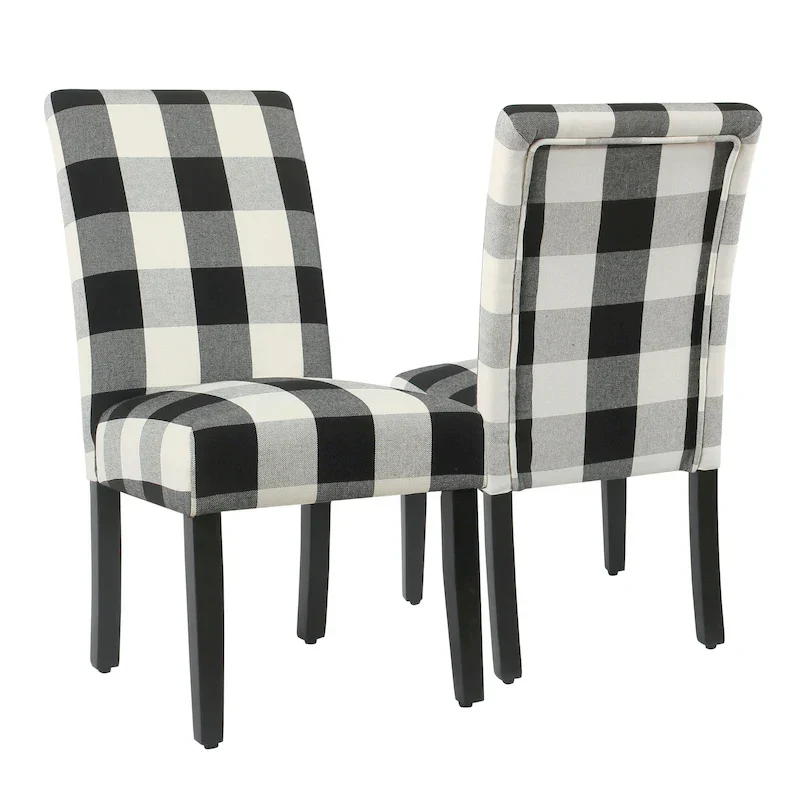 Set of 2 HomePop Black Plaid Parsons Dining Chairs