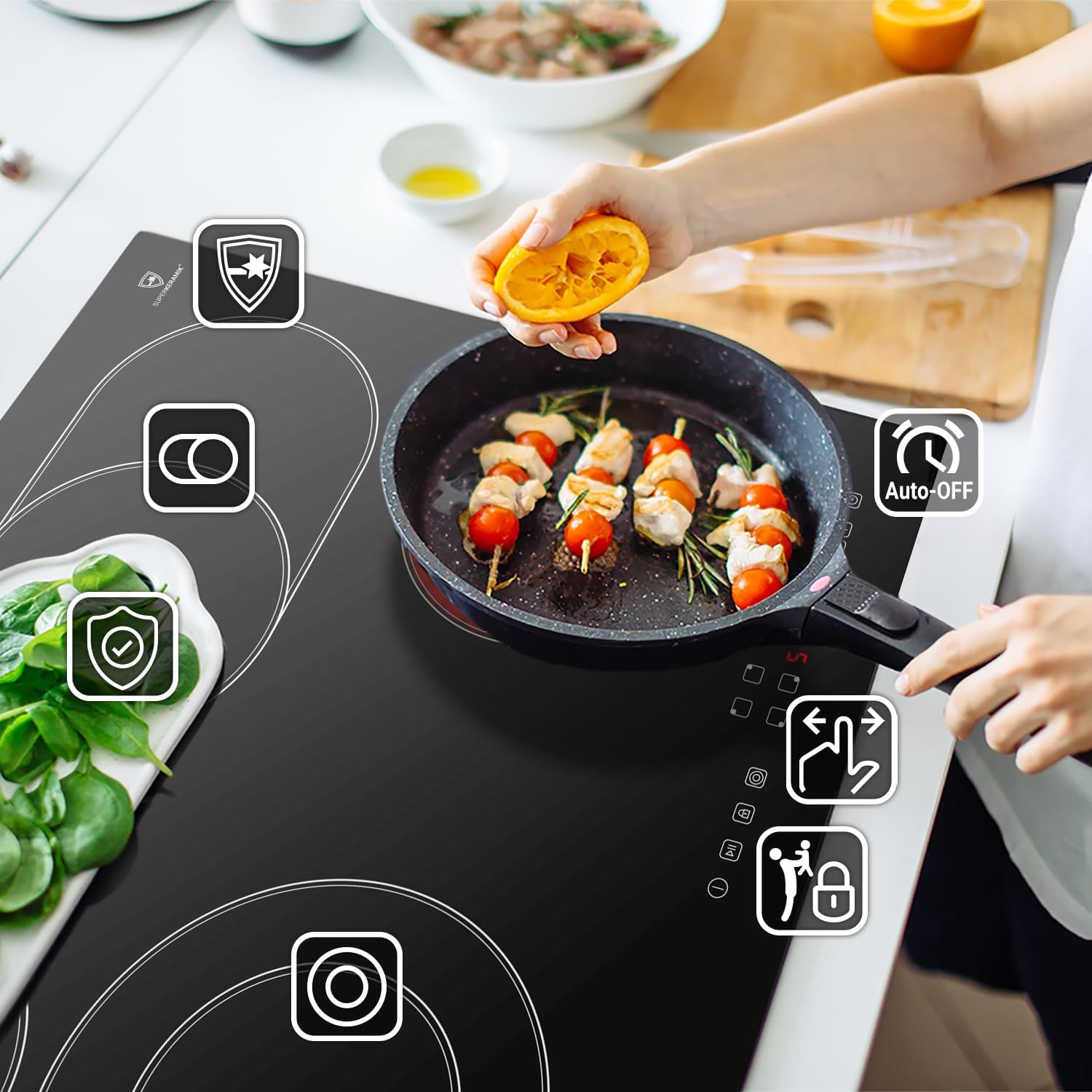 KKT KOLBE Autarkes Herdset | 60cm Einbaubackofen EB8005ED | 59cm Kochfeld CH5901AL | Pizzafunktion Grill Umluft Heißluft | Automatik-Timer | Wärmeschutzverglasung | Kindersicherung | SET8005CH59AL