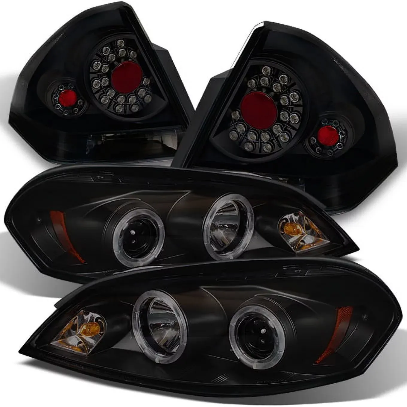 2026 Nuevo AKKON - Faros delanteros LED halo ahumados negros para Chevy Impala 2006-2013 + luces traseras LED