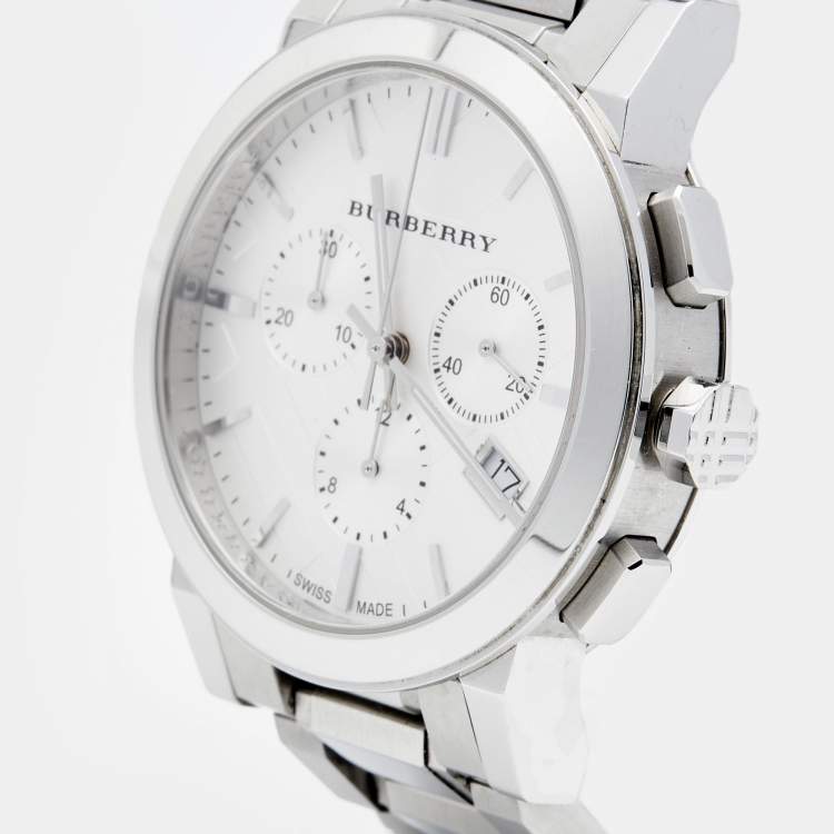 Burberry The City Ladies Chronograph Silver Dial Silver Stainless Steel Women's Watch BU9750