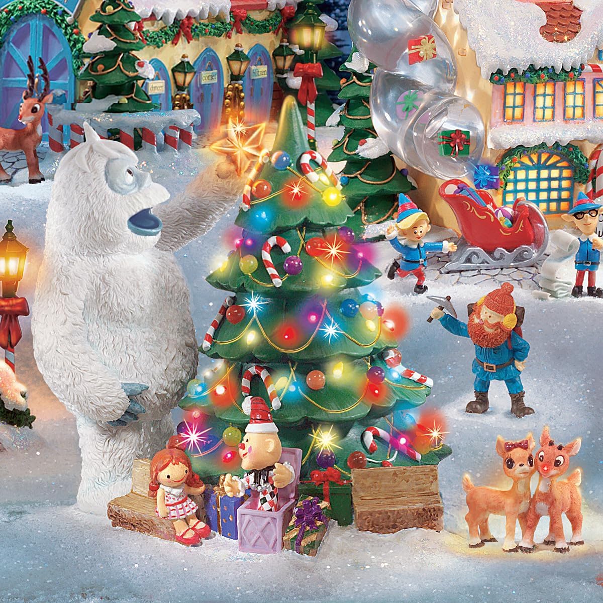 Rudolph The Red Nosed Reindeer Holiday Village Set Lights Up