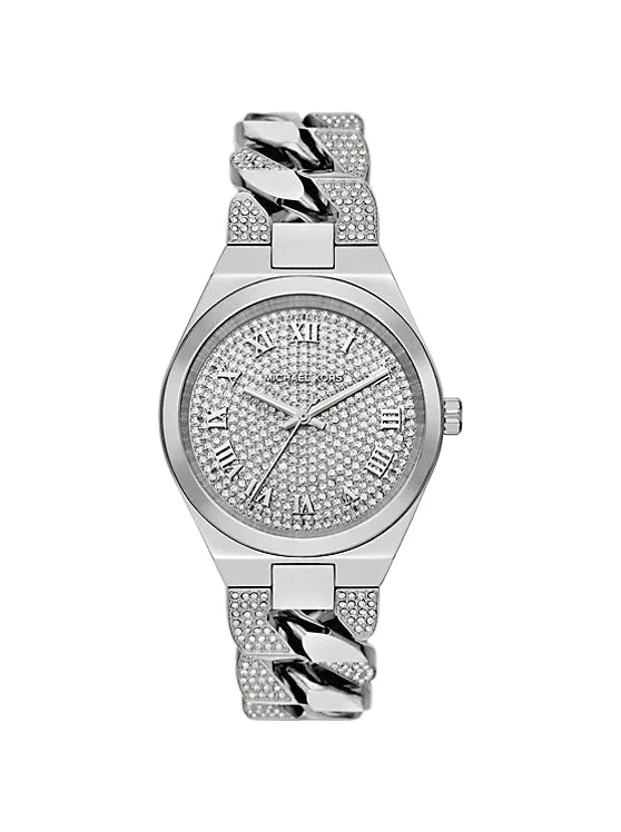 Michael Kors Lennox Pavé Silver-Tone Curb-Link Women's Watch - MK7488