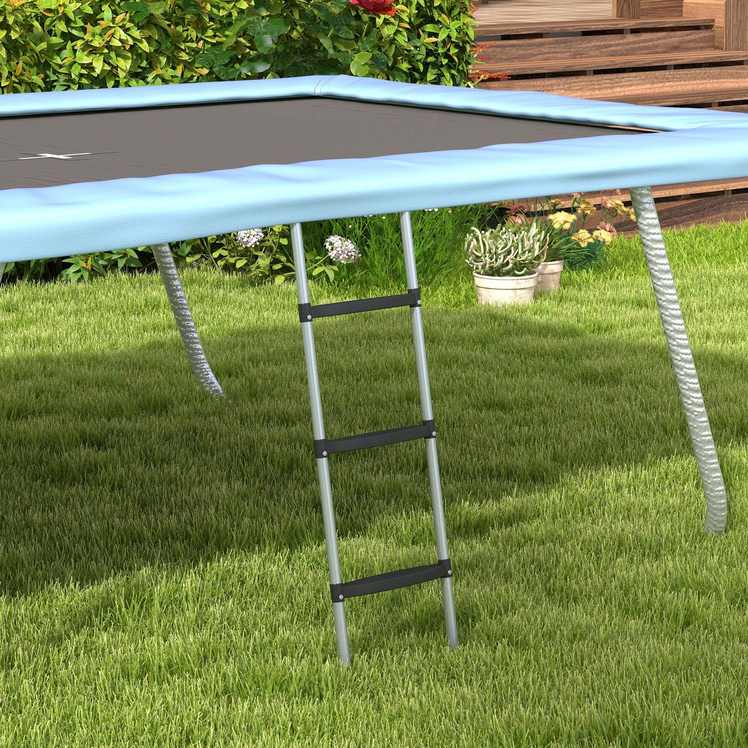 Escalera Para Trampolín Sportnow Acero Pp, 110x32 Cm, Plata