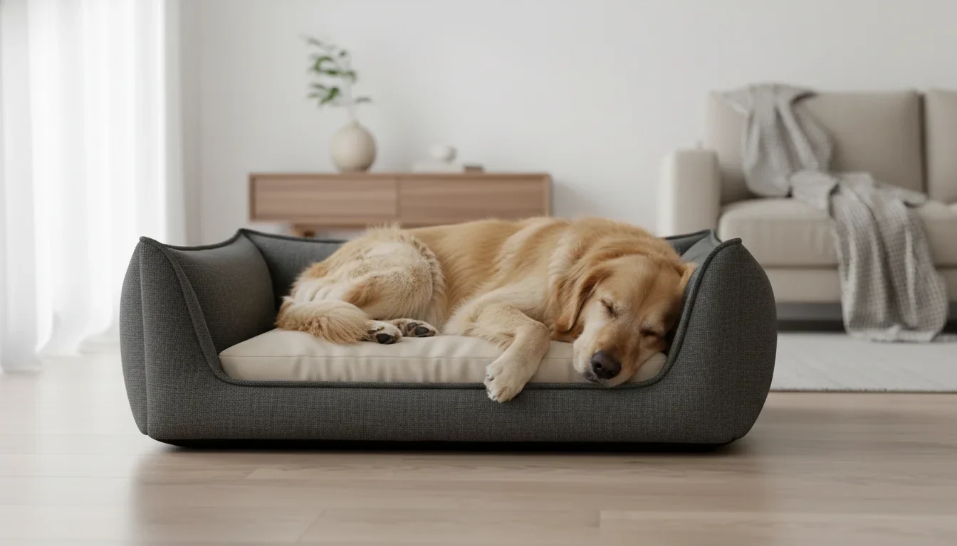 Gray Orthopedic Dog Bed with Soft Cushion and Raised Sides