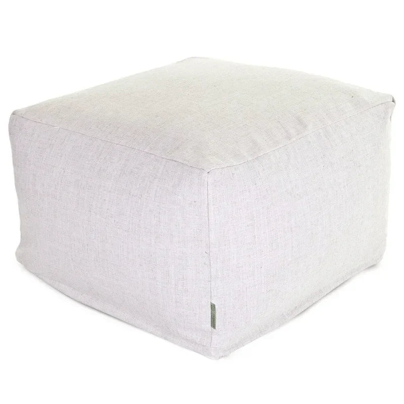 Majestic Home Goods Indoor Wales Poly/Linen Ottoman Pouf - 27