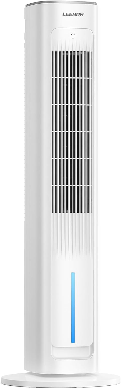 LEENON Verdunstungskühler 3-in-1, 38 Zoll Turmgerät mit 3L Tank, Fernbedienung, 3 Leistungsstufen, 3 Betriebsmodi, 12H Timer für Schlafzimmer und Büro