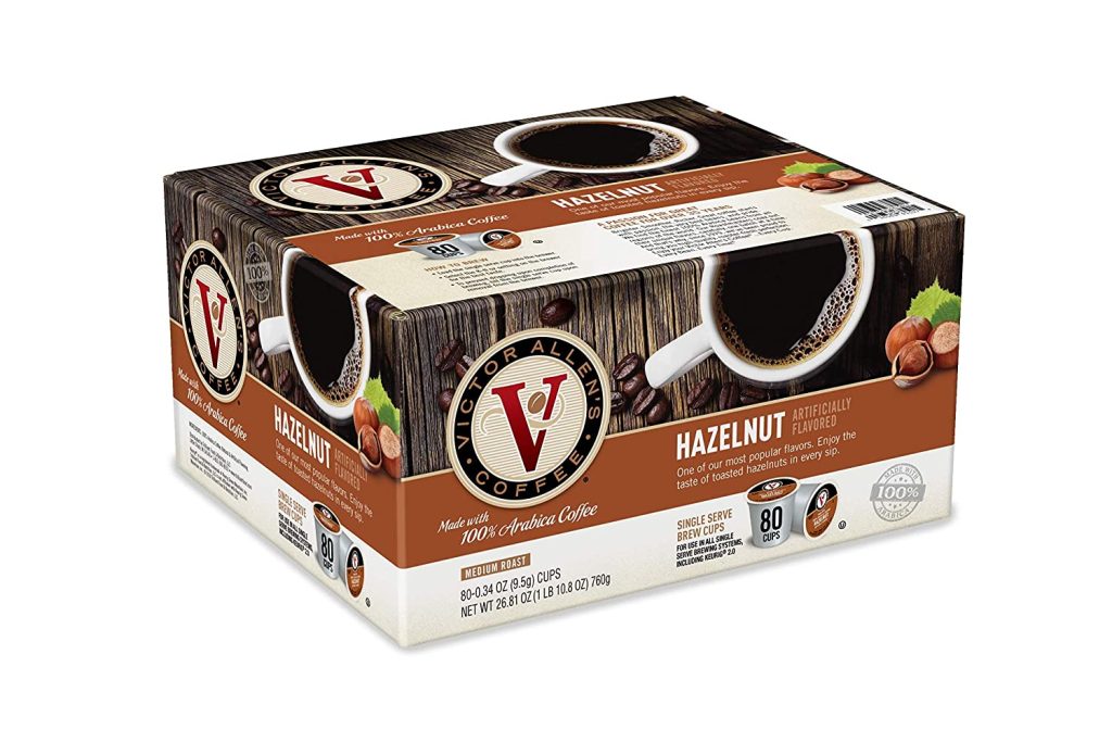 Victor Allen’s Coffee Hazelnut Blend Medium Roast, 80 K-Cup Pods, Flavored Arabica for Keurig Brewers
