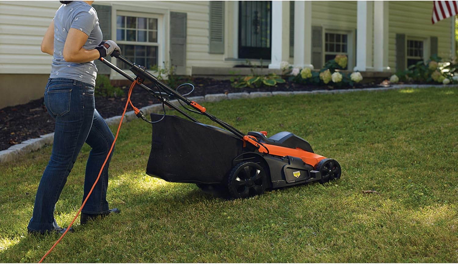 Black+Decker 2000 W 3-in-1 Elektro-Rasenmäher, 48 cm Schnittbreite, 50 L Grasfangbehälter, 1 Stück, LM2000