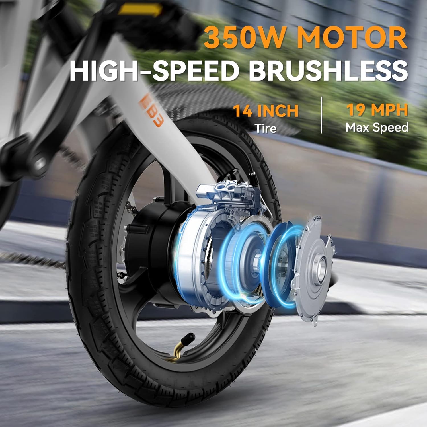 Jasion EB3 Electric Bike for Adults 21mph Folding Adults Electric Bicycles, 350W Brushless Motor, 36V 7.5Ah Battery, Center Suspension, 3 Levels Assist, 14 Foldable ebike for Adults and Teens