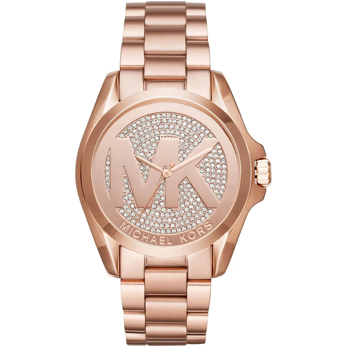 Michael Kors Bradshaw Pav�� Crystal Logo Rose Gold-Tone Women's Watch - MK6437
