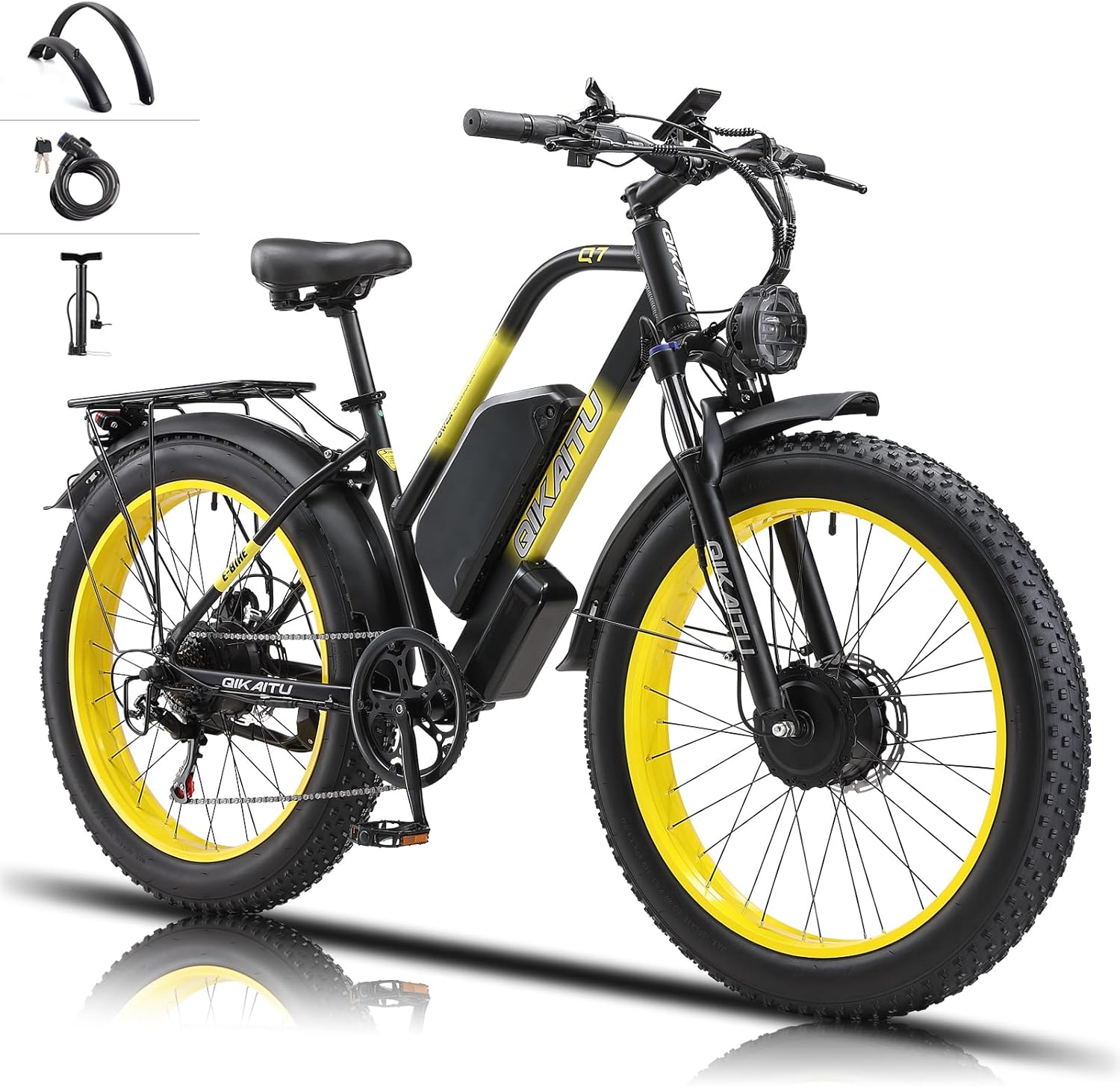 Electric Bike for Adult, 26 x 4.0 Fat Tire Ebike, 1000W/2000W Peak Electric Bicycle, 48V 13/17.5/23AH Waterproof Battery, Front Suspension Ebike, 27MPH-46MPH, Adjustable Seat, UL and GCC Certified