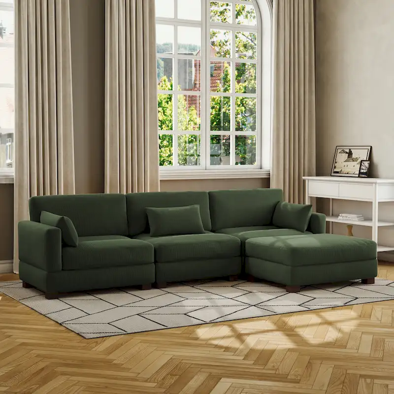 Corduroy Modular Sectional Sofa for Living Room