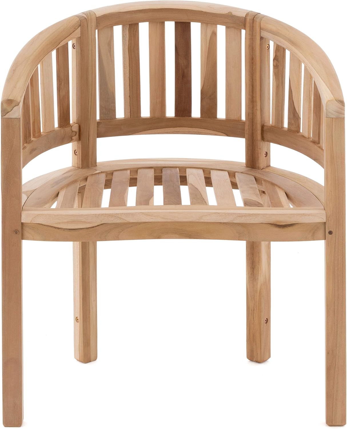 DIVERO Bananenstuhl Miami geschwungen aus Teak Holz, unbehandelt – Reine Handarbeit – Farbe: Natur-Braun