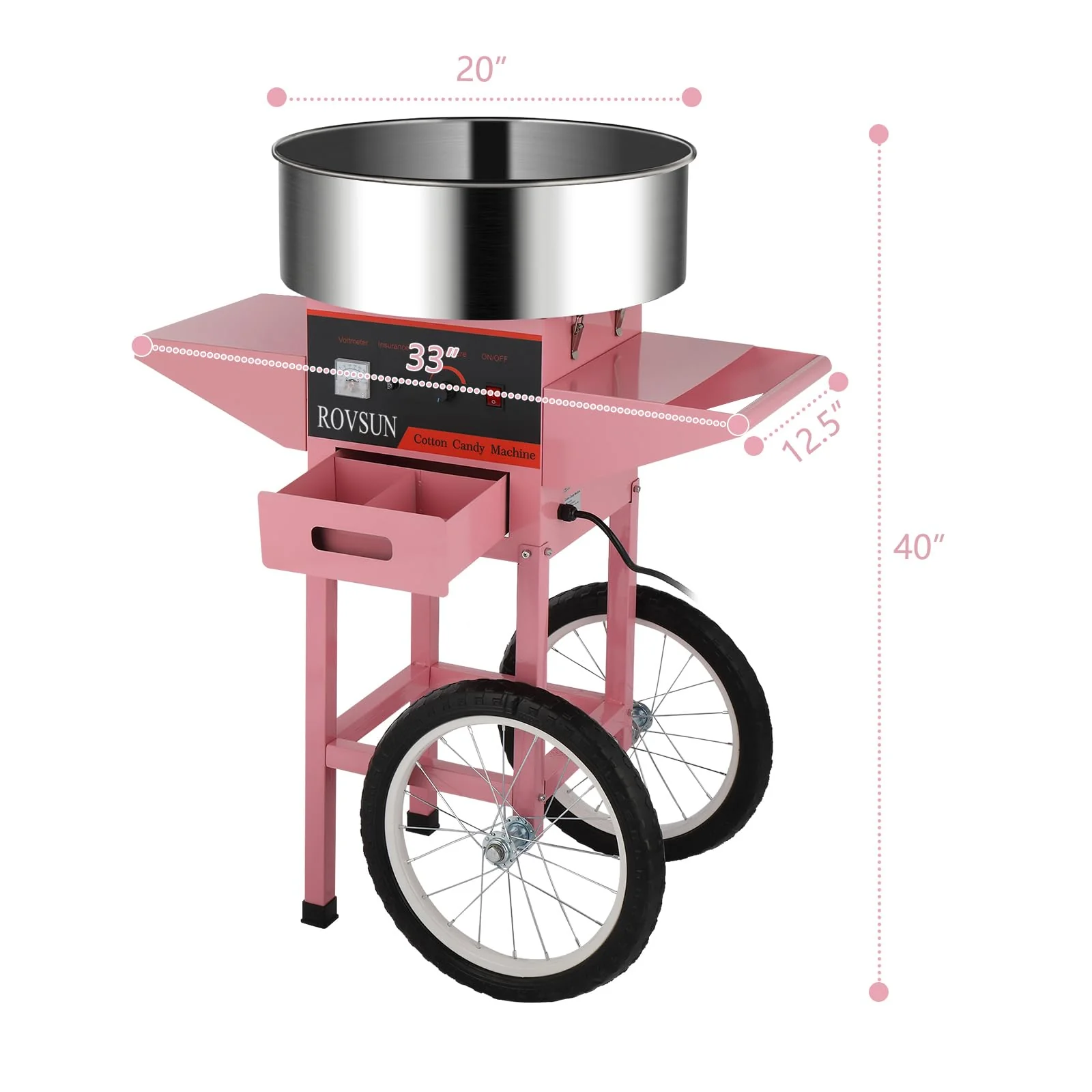 ROVSUN 21 Inch Cotton Candy Machine Cart